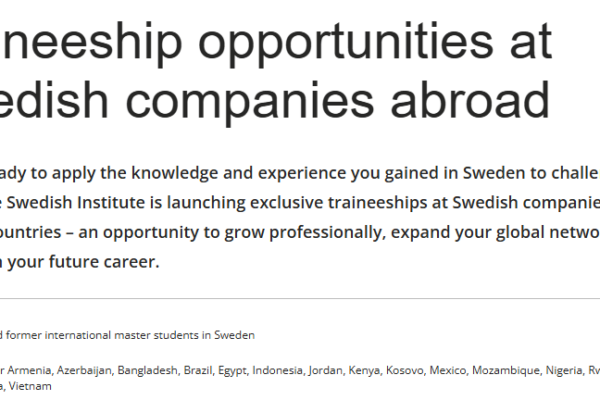 Swedish Institute Traineeship Opportunities