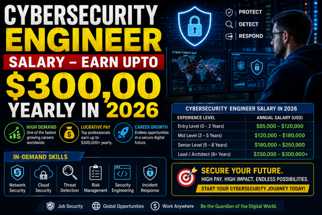 Cybersecurity Engineer Salary – Earn Upto $300,00 Yearly in 2026